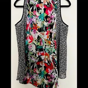 Nicole Miller Sheer floral sleeveless top L